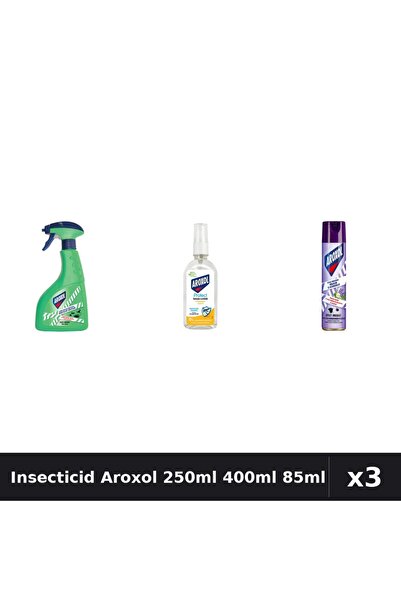 Aroxol Set 3 Insecticid 250ml + 400ml + Loțiune Repelent 85ml - Protecție Casă