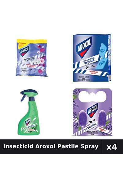 Aroxol Set 4 Insecticid - Pastile 2/20/30 buc, Spray 400ml - Protectie Impotr...