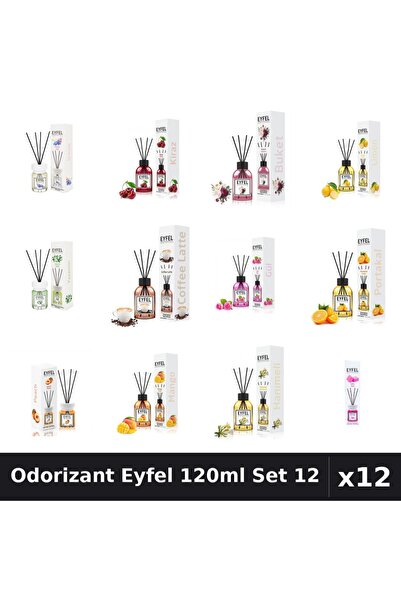 Eyfel Set 12 Odorizant Camera Betisoare 120ml - 12 Arome Asortate, Parfum Intens