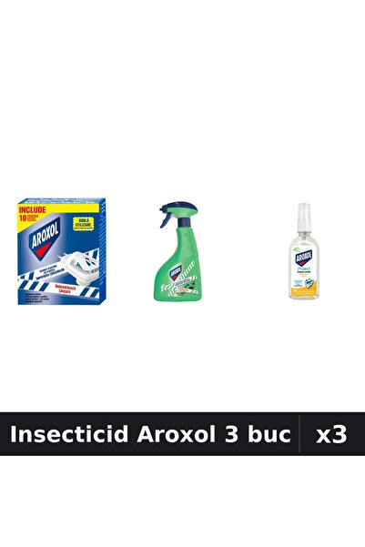 Aroxol Set 3 Insecticid - Spray 400ml, Loțiune Repelent 85ml, Pastile Anti-In...