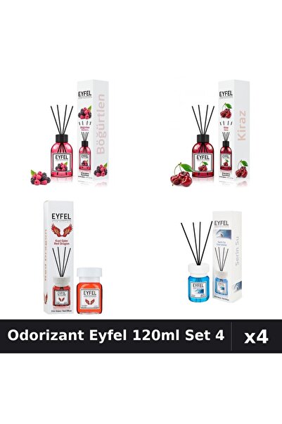 Eyfel Set 4 Odorizant Camera Betisoare 120ml - Fructe Pădure, Cireșe, Red Dra...