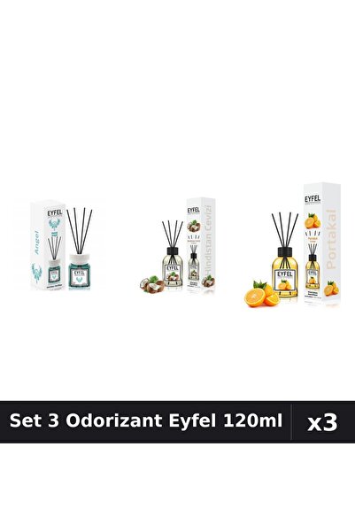 Eyfel Set 3 Odorizante Camera Betisoare, Angel, Nuca De Cocos, Portocala, 120 ml