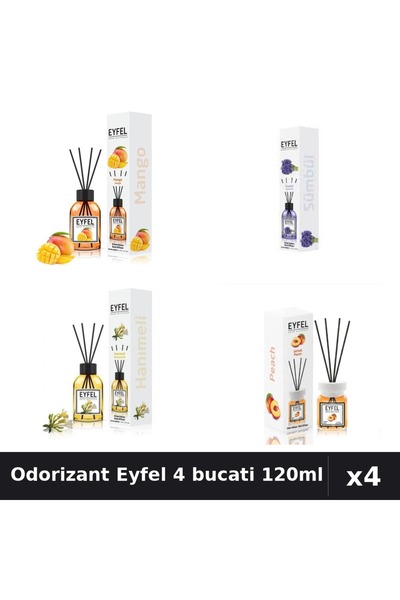 Eyfel Set 4 Odorizant Camera Betisoare - Mango, Zambile, Piersica, Mâna Maici...