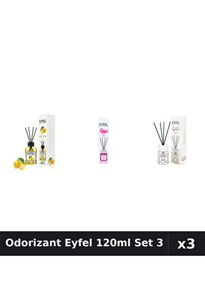Eyfel Set 3 Odorizant Camera Betisoare 120ml - Lămâie, Bubble Gum, Bumbac
