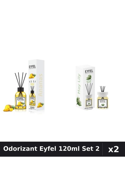 Eyfel Set 2 Odorizant Camera Betisoare 120ml - Ananas, Lacramioare - Parfum