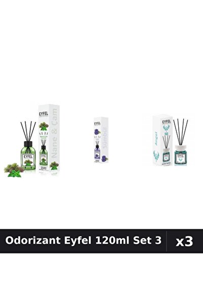Eyfel Set 3 Odorizant Camera Betisoare 120ml - Angel, Pin Menta, Zambile