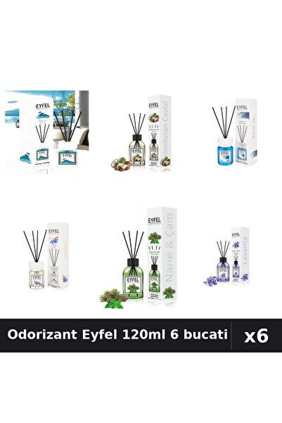 Eyfel Set 6 Odorizante Camera Betisoare - 6 Arome Asortate, 120ml Parfum