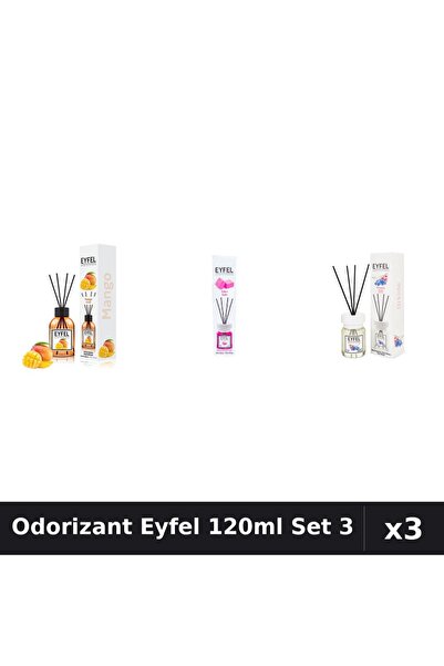 Eyfel Set 3 Odorizant Camera Betisoare 120ml - Mango, Bubble Gum, Orhidee