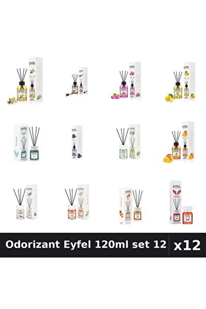 Eyfel Set 12 Odorizant Camera cu Betisoare 120ml - 12 Arome Asortate, Parfum ...