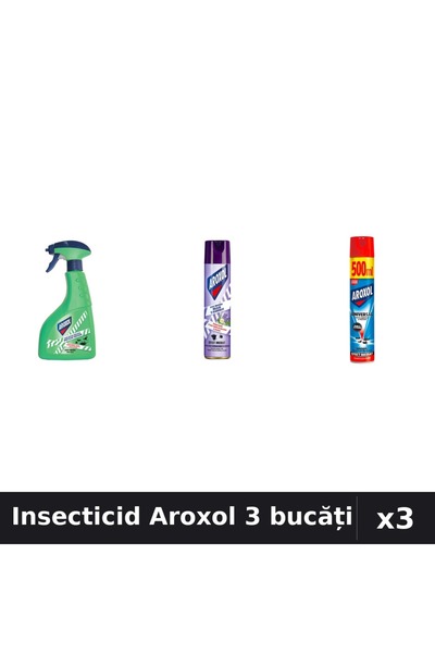 Aroxol Set 3 Spray Insecticid 250ml, 400ml, 500ml - Protecție Casă