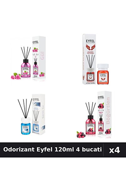 Eyfel Set 4 Odorizant Camera cu Betisoare 120ml - Trandafir, Red Dragon, Cool...