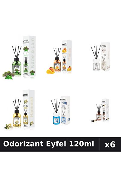 Eyfel Set 6 Odorizante Camera Betisoare - 6 Arome Asortate, 120ml Parfum Intens