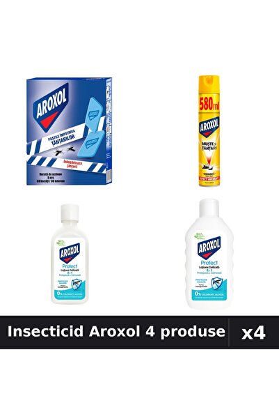 Aroxol Set 4 Insecticid - Spray 580ml, Pastile 30buc, Loțiuni Repelent 85ml+2...