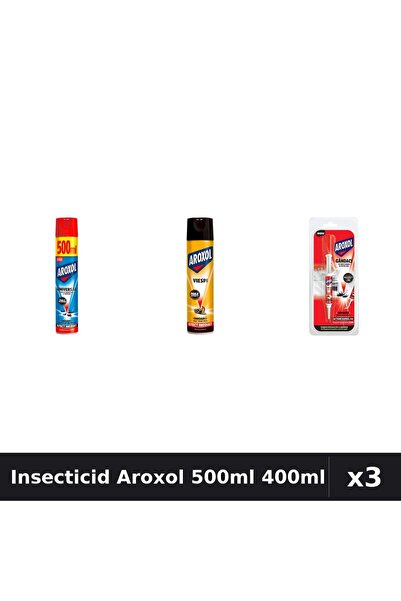 Aroxol Set 3 Spray Insecticid 500ml, 400ml + Pastile Anti-Insecte 5g - Protec...