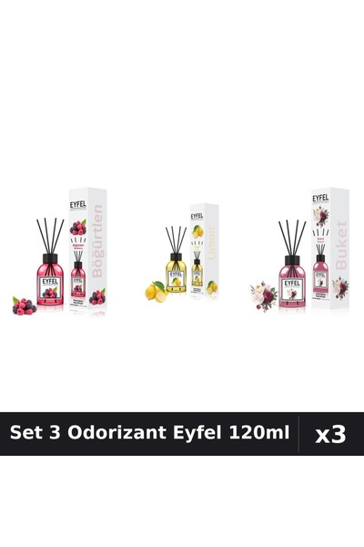 Eyfel Set 3 Odorizante Camera Betisoare, Bouquet, Fructe De Padure, Lamaie, 1...