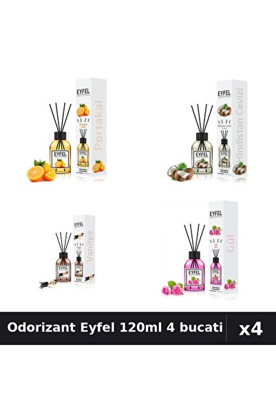 Eyfel Set 4 Odorizant Camera Betisoare 120ml - Portocala, Nuca Cocos, Vanilie...