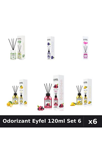 Eyfel Set 6 Odorizante Camera Betisoare 120ml - 6 Arome Asortate, Parfum Intens
