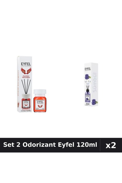 Eyfel Set 2 Odorizante Camera Betisoare, Red Dragon, Zambile, 120 ml