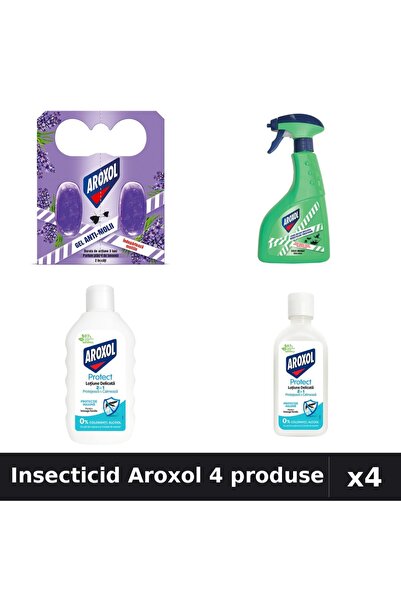 Aroxol Set 4 Insecticid - Spray 400ml, Loțiune 200ml, 85ml, Pastile Anti-Insecte
