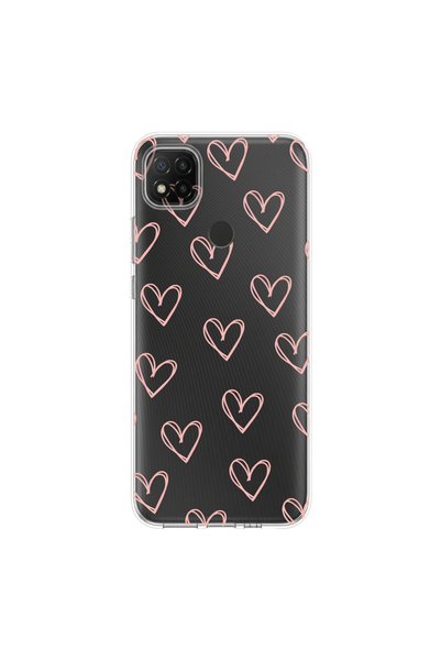 PPKin Redmi 9C Compatible Heart 6 Design Transparent Case