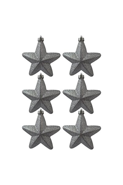 Party Zone Hanging Star Assorted 10Cm 6Pcs Silver