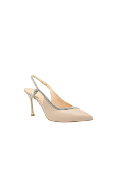 Kordel cut-out pumps, with stiletto heel, beige leather with silver strap