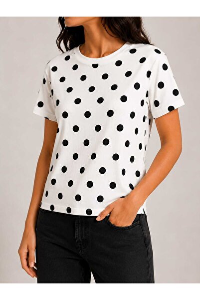 Benedetto Tricou casual pentru femei din bumbac cu buline, sezon nou