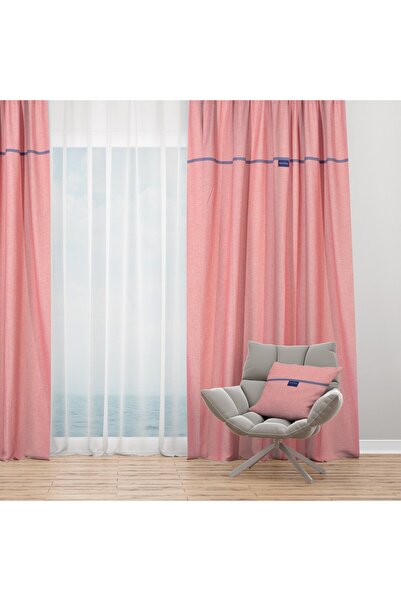 Baby Oliver Ραμμένο Φύλλο Κουρτίνας με Τρέσα 145x270 cm Κόκκινο
