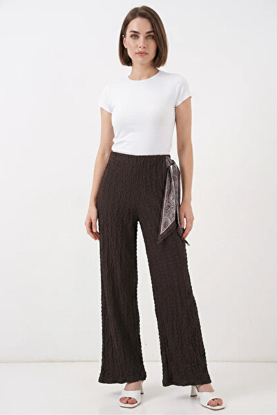 Efnaz style Women's Brown Trousers with Scarf Detail
