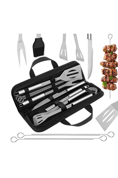 Selgot Set de ustensile pentru grătar, 9 piese, material din oțel inoxidabil,...