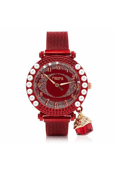 Watch Ceas dama cu bratara magnetica, Francesca di Geneva, Rosu, FF228