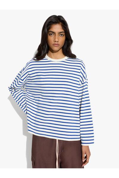 PARFOIS Kadın Çizgili T-Shirt %100 Pamuk