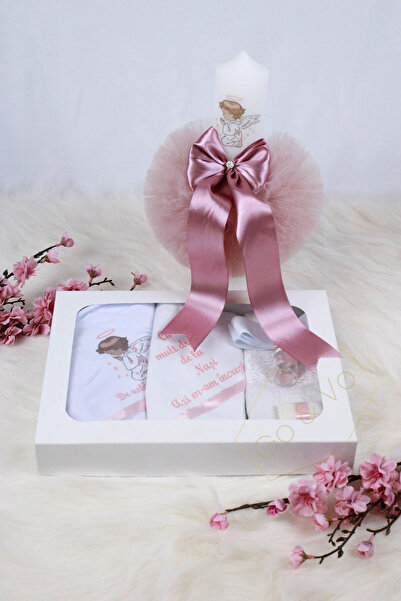 GoVo Kids Set complet trusou botez cu lumânare, Inger "Cu mult drag de la nas...