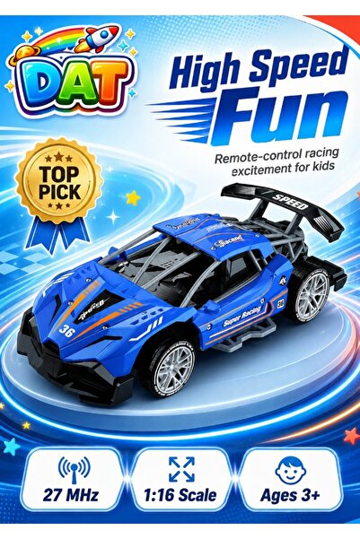 DAT RC Sport Racing Car Toy with Steering Wheel Remote Control, Forward Backw...