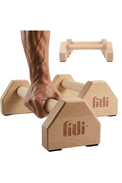 Fitli Set de 2 mânere pentru flotări, din lemn, antiderapante, pentru fitness...