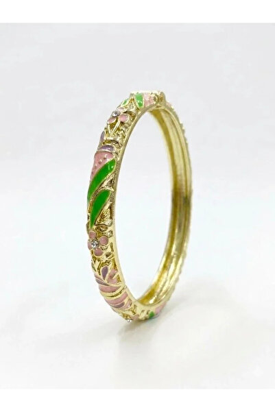 Marsilyan Ieg - Soft Pink & Rosy Bloom Mine Embroidered Handcuff Bracelet - K...