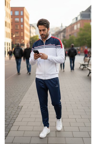 FORE SPORT Erkek Beyaz Şeritli Rashell Eşofman Takımı