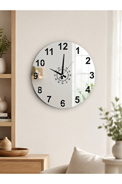 MORPELA 40 Cm Aynalı Duvar Saati Gümüş Pleksi Dekoratif Sessiz Akar Mekanizma...