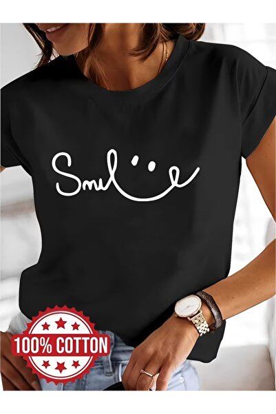 PAVRO Unisex Άνετο T-shirt με μικτό σχέδιο και στάμπα