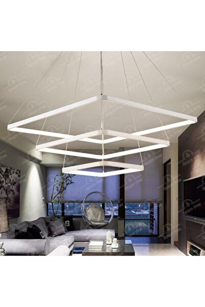 Elektroyou Petra Beyaz Kare 3'lü Ultra Power Günışığı Ledli Avize