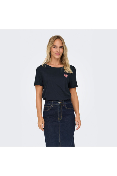 ONLY Kita Women's Navy Blue T-Shirt