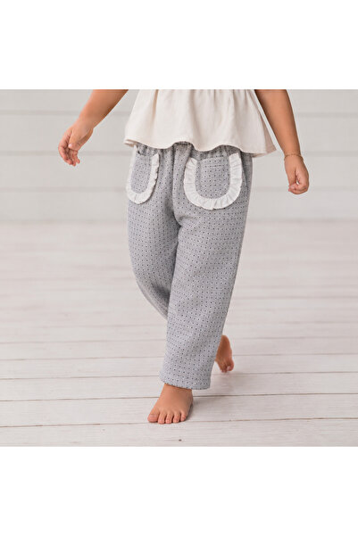 Jikko Baby Kz Çocuk Puanlı Cepleri Fırfırlı Örme Pantolon 2li 3723