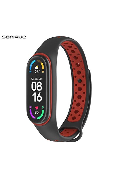 Sonique Λουράκι Σιλικόνης Sport για Xiaomi Mi Band 5/6 Μαύρο / Κόκκινο