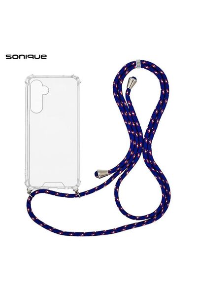 Sonique Θήκη Σιλικόνης με Κορδόνι Armor Clear Samsung Galaxy M55 5G Rainbow Μπλε