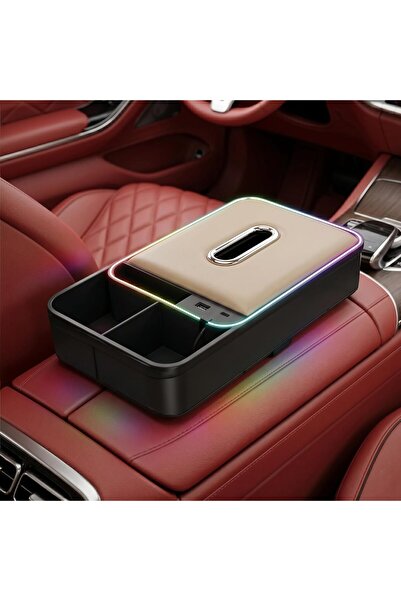 Auto Family FZE 8-in-1 Car Armrest Storage Box with LED Light, Dual USB Charg...