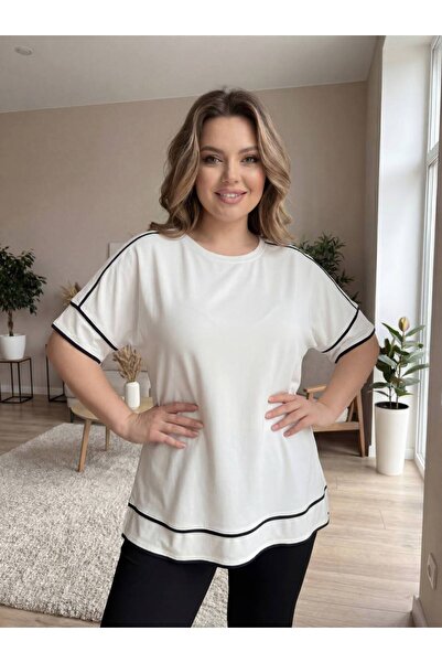 QUAWEAR Βαμβακερό χτενισμένο T-Shirt με λαιμόκοψη