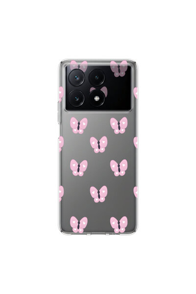 PPKin Poco X6 Pro Compatible Butterfly 2 Design Transparent Case