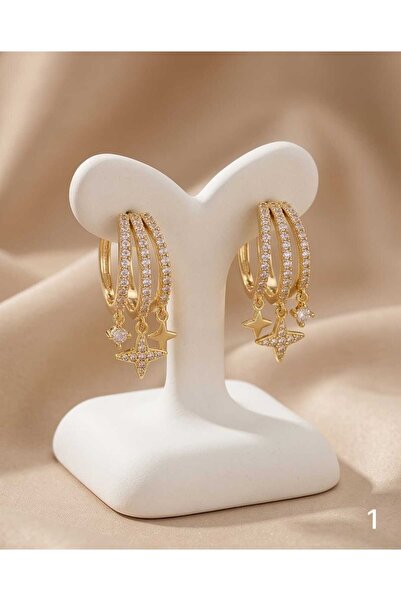 XUPING JEWELRY YILDIZ DETAYLI ZİRKON TAŞLI SALLANTILI KÜPE