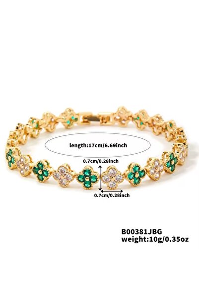 Choice8 16.5cm green A Colorful Lucky Four-Leaf Flower Bracelet Inlaid With Z...