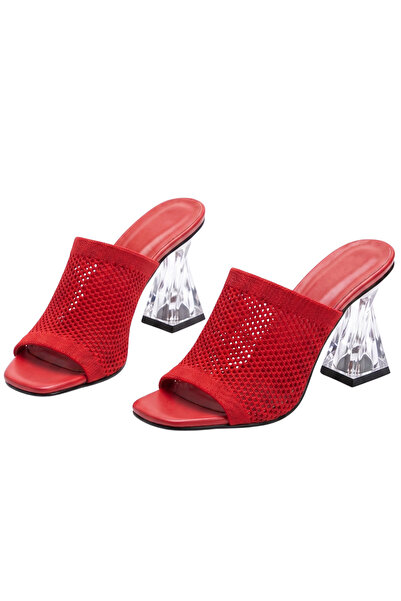 Barinoska Women's Knitwear Transparent Heeled Slippers 8 cm Jurdan Sole Styli...